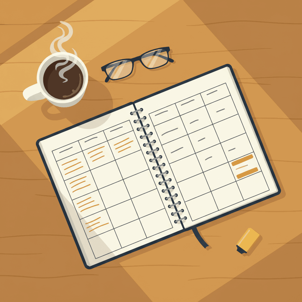 7 day insights report weekly journal illustration