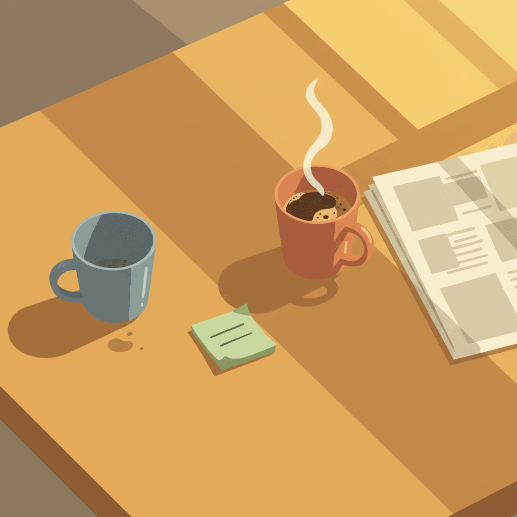 Couples different schedules two mugs illustration