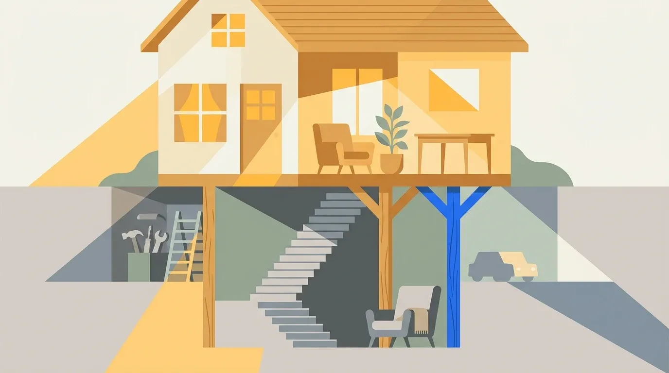 A cutaway home reveals hidden challenges beneath the idea of aging in place.