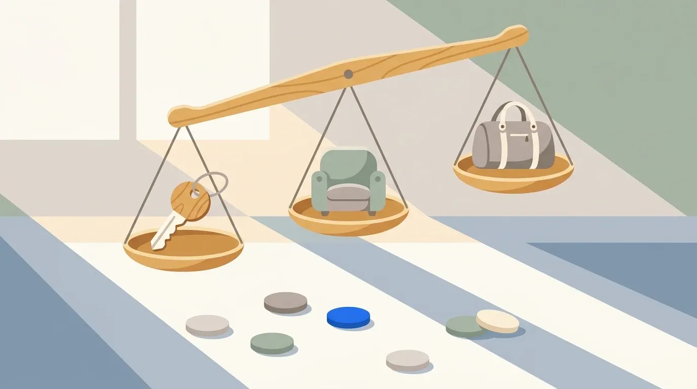 A wooden balance compares home respite, adult day care, and overnight respite options using simple objects.