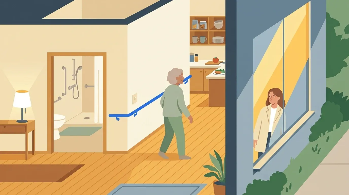 A safe, accessible home supports a 70-year-old adult living independently.